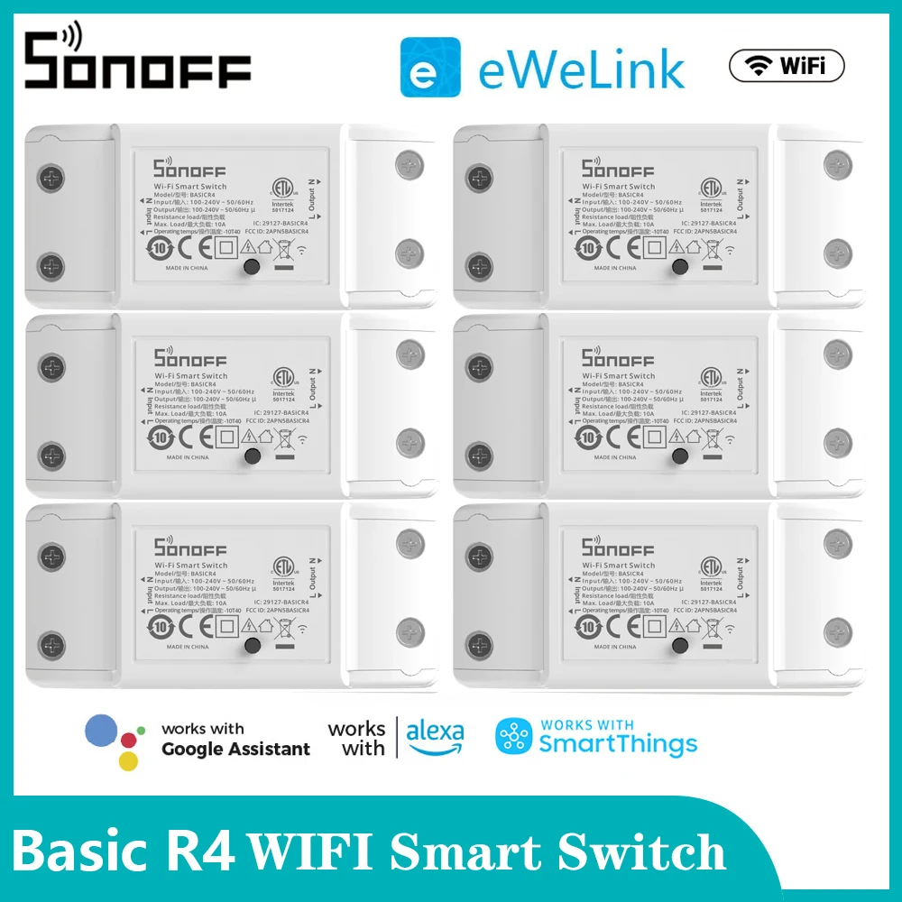 SONOFF Basic R4 WiFi DIY Interruptor Smart Switch Remote Controller Smart Home EWeLink APP Control Work with Alexa Google Home