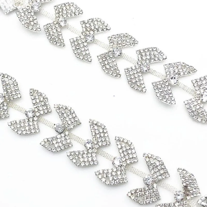 10Yards Glass Crystal Rhinestones Chain Trim Bridal Applique Clear Strass Crystals For Clothes