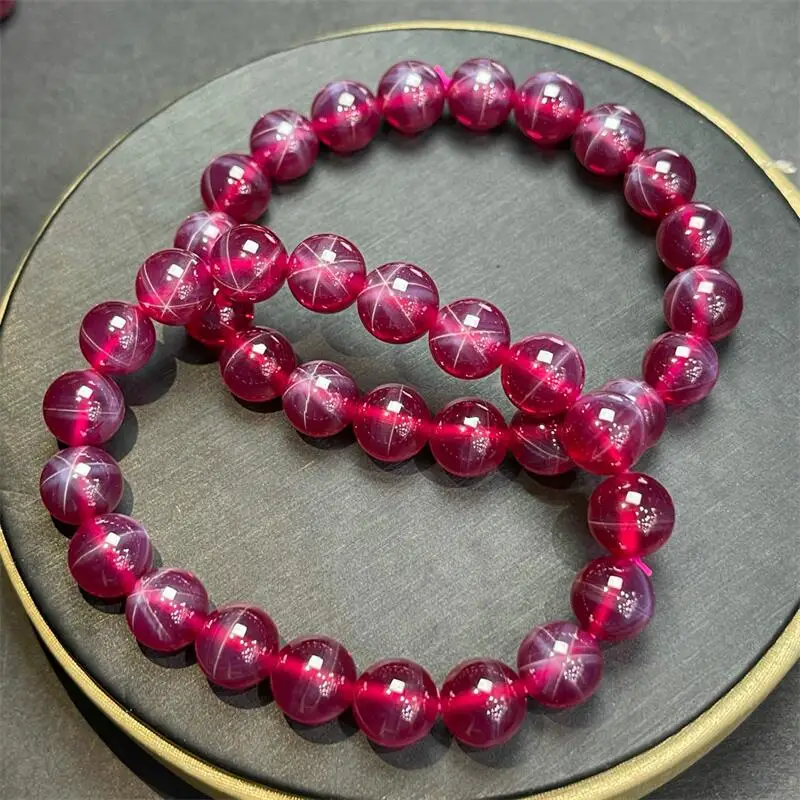 

Natural Starligh Ruby Gemstone Bracelet Handmade Crystal Jewelry Stretch Children Birthday Gift 1PCS 6/8/10MM