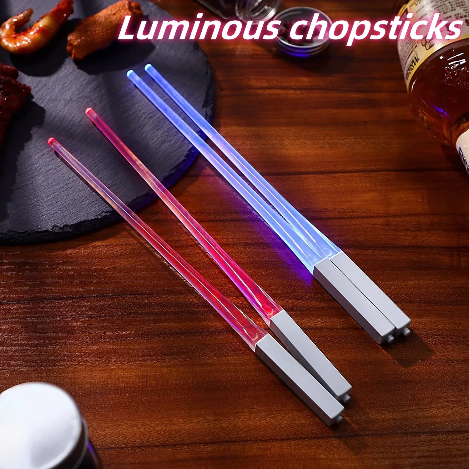 1Pair LED Luminous Chopsticks Light Up Dinning Party Tableware Multicolor Kitchen Accessories Led Stick Kitchenware Idea Product