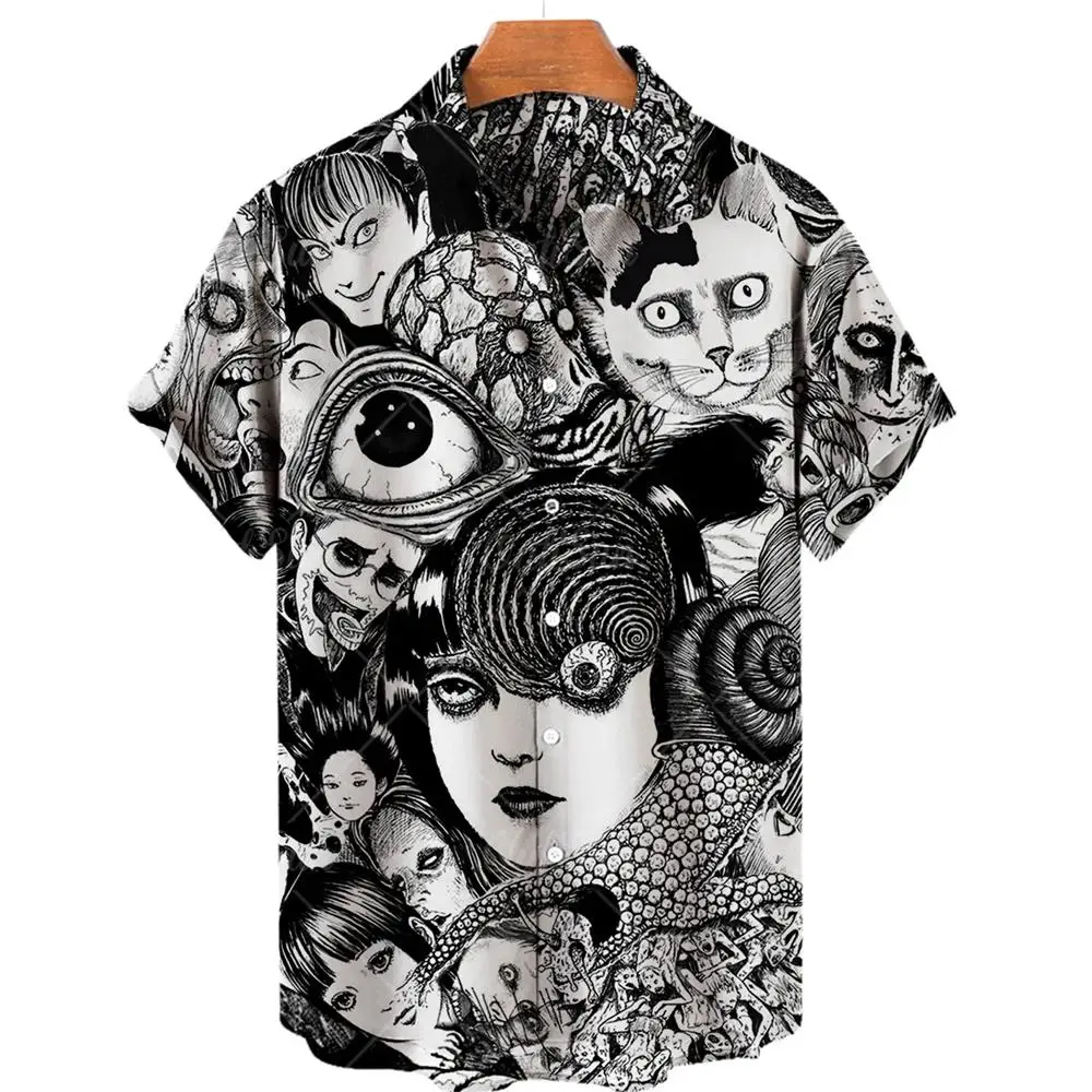 2024 Men's Terror 3D Printed Shirt,Hawaiian Fashion Top Short Sleeve,Summer Novelty