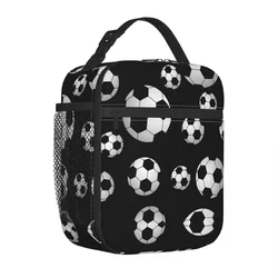 Soccer Pattern Insulated Lunch Bag Cooler Bag Meal Container Football Balls Sports Large Tote Lunch Box Food Bag College Picnic