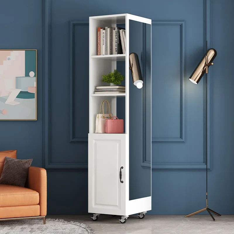 Full-length floor-to-ceiling mirror Home bedroom Living room with mirror Storage cabinet Coat rack Integrated rotating mirror