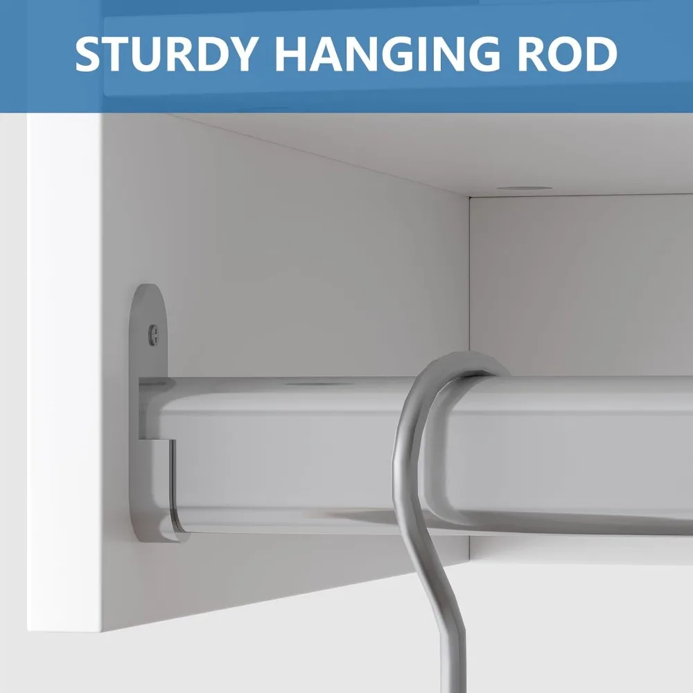 وحدة خزانة معلقة طويلة، نظام خزانة معياري، منظم نظام خزانة خشبي مع مساحة تخزين للمشي في الخزانات، رف ملابس Wa