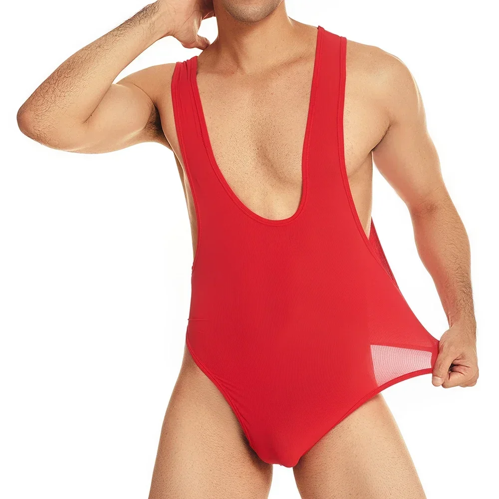 

Sexy Mens Bodysuit Sport Fitness Bodywear Wrestling Singlet Leotard One-Piece Pajamas Stretchy Jumpsuit Underwear Undershirts