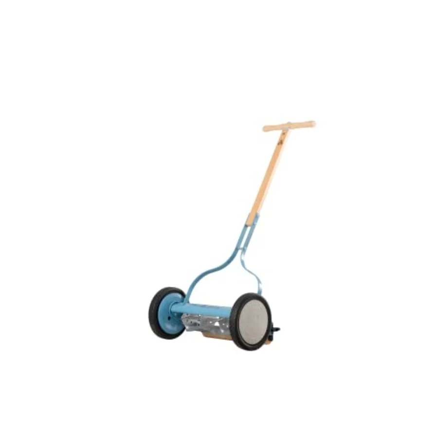 

16-Inch 5-Blade Vintage Reel Lawn Mower Steel Construction Antique Green Zero-Emission Cutting with Manual Operation