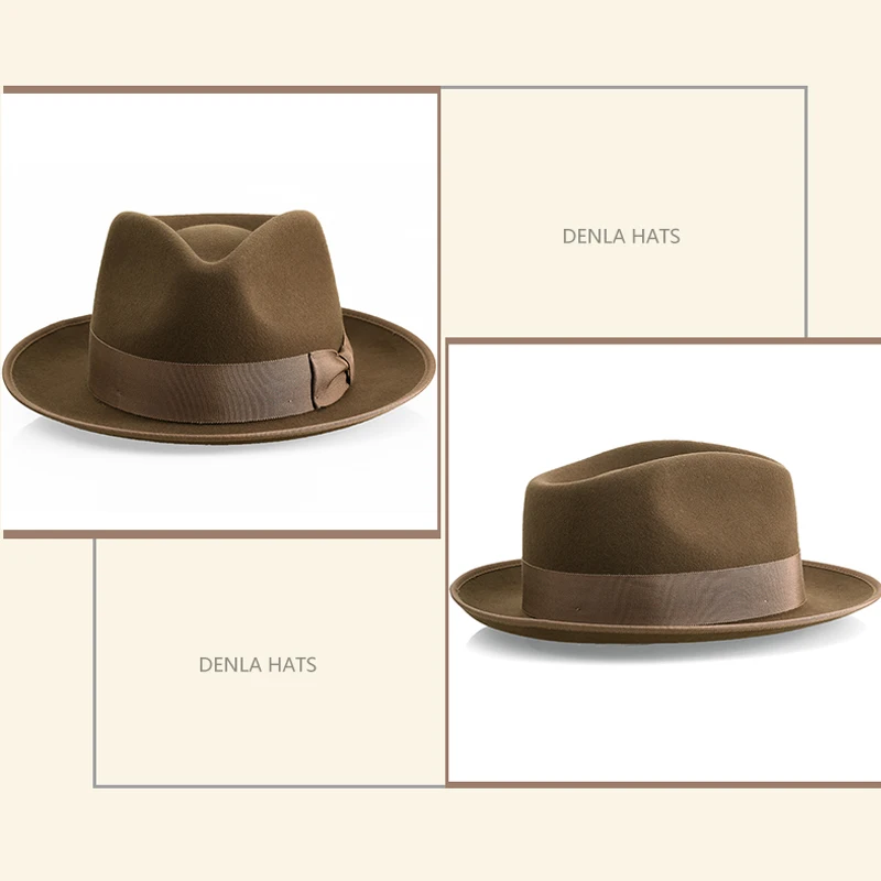 100 % Wolle Herren Filzhut Retro-Stil Weiß Braun Kaffee Schwarz Farbe Panamahut Damen Elegantes Kirchenkleid Formelle Kappe – Detail 12