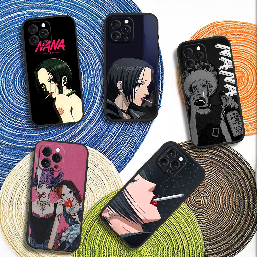 Anime N-Nana O-Osaki Comic Cool Phone Case for iPhone 12 11 14 15 13 16 Max Plus Pro Black Soft Silicone Cover