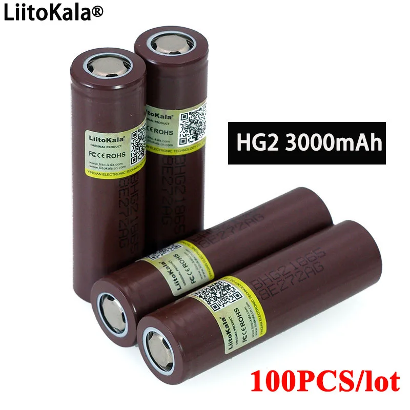 100pcs 100% New Original HG2 18650 3000mAh batteries 3.6V discharge 20A dedicated For hg2 Power Rechargeable battery wholesale