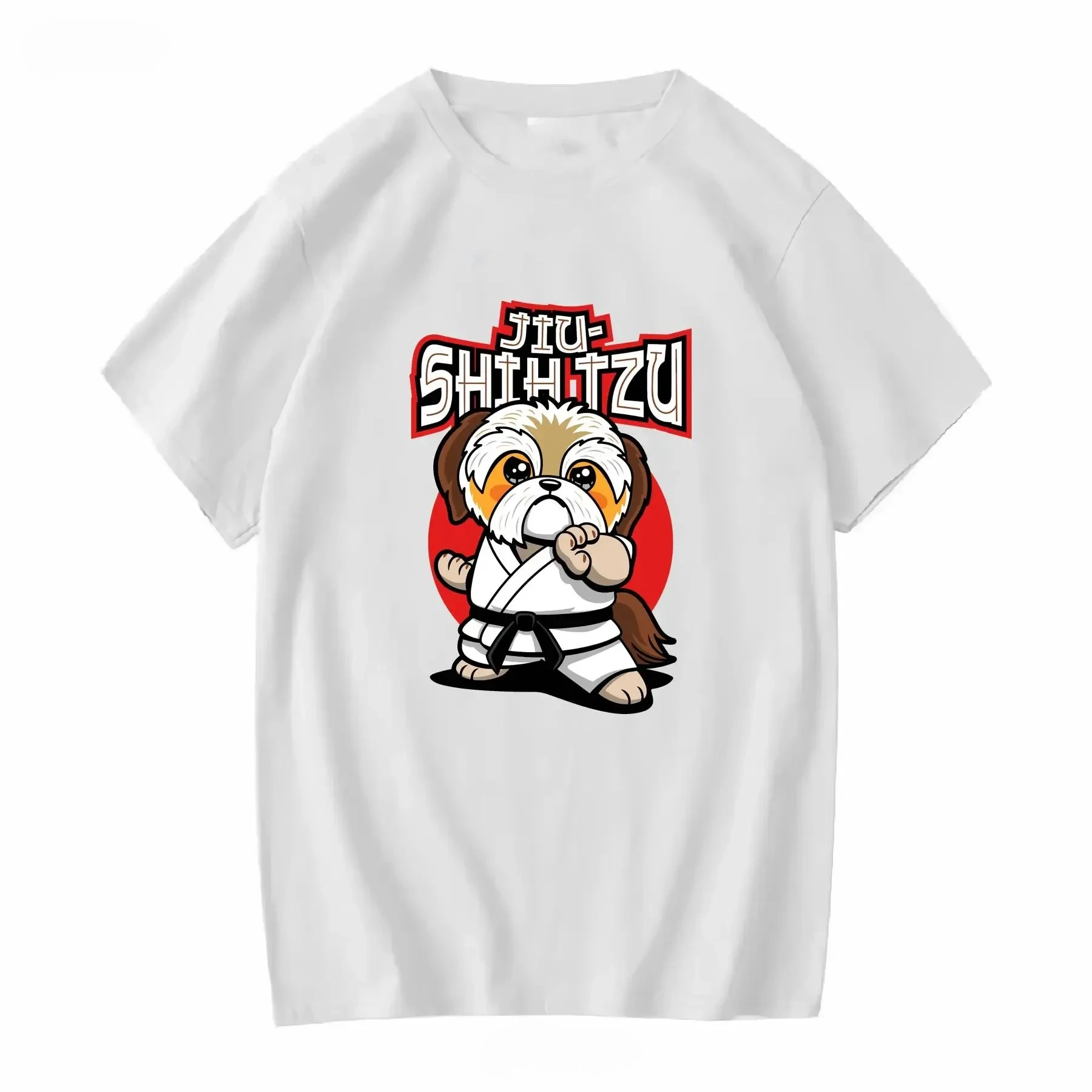 NWT Jiu Shih Tzu Printed Women's T-shirt Funny Doing Jitsu Men Tops Tees Long or Summer Casual Short Sleeved Women's Clothing