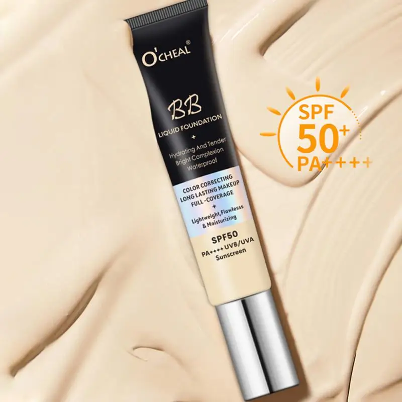 Protetor solar creme spf50 + bb, para as mulheres, fundação corretivo, maquiagem, base de rosto, controle de óleo, impermeável, cosméticos coreanos