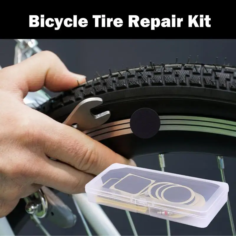 Patch Kit Cycling 46PCS Flat Tire Repair Kit Self-adhesive Patches Metal Rasp And Lever Quick Fix Puncture Repair Tools For