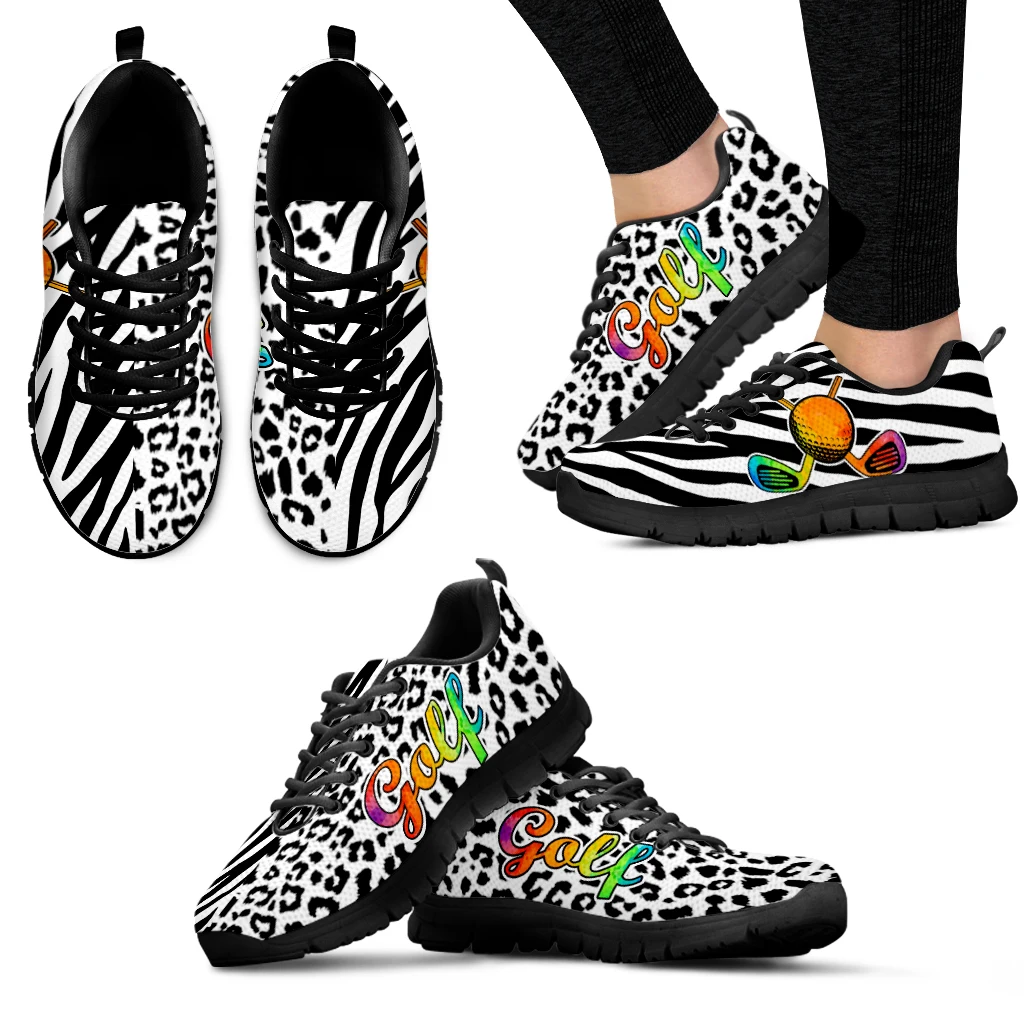 INSTANTARTS New Zebra/cow Texture Design Fashion Sneakers Golf Print Shoes Comfortable Summer Outdoor Shoes Love Zapatos Planos