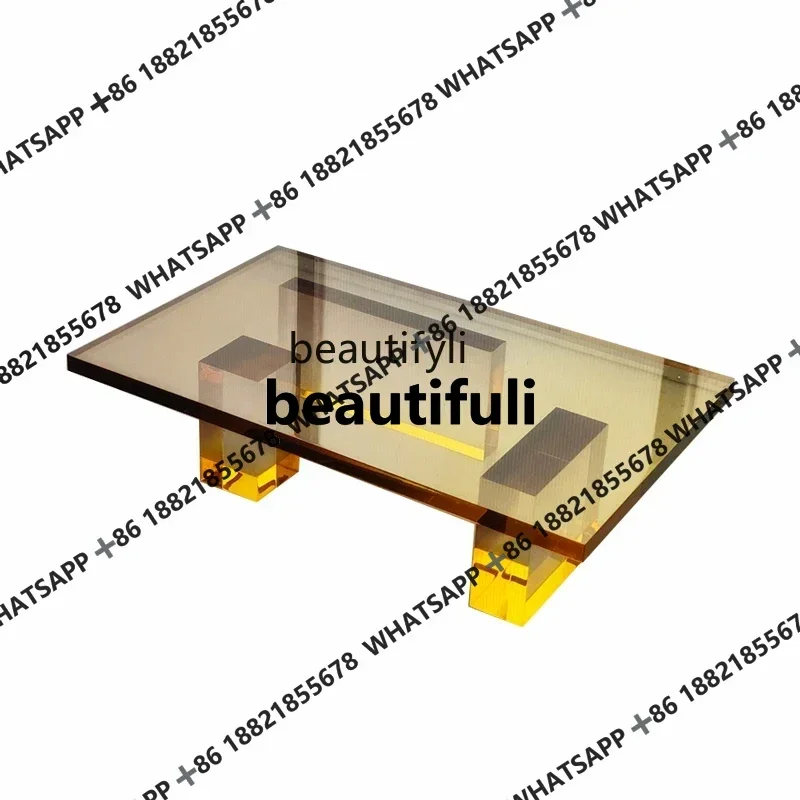

High-End Design Custom Acrylic Amber Coffee Table Rectangular Art High Transparent Crystal Color Lobby Tea Table furniture