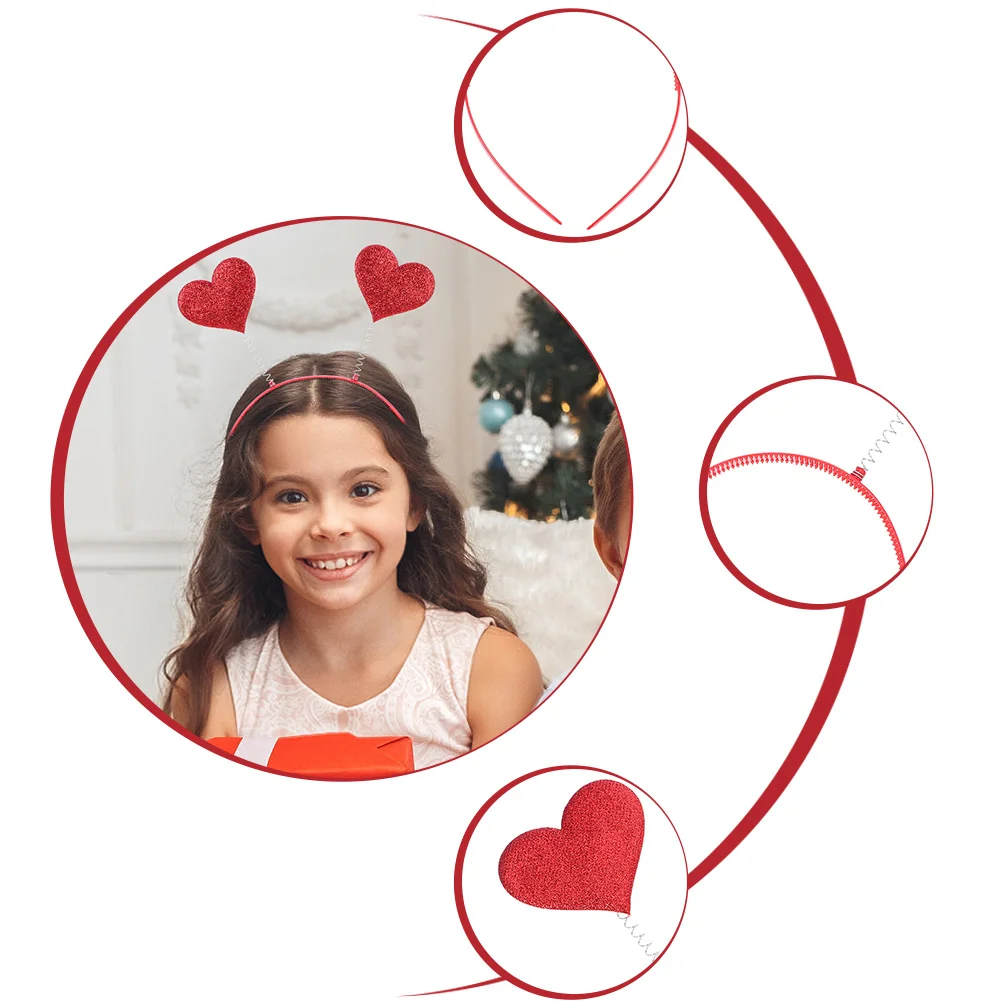 

9Pcs Valentine's Day Heart Hair Hoops Girls Adorable Party Headbands Loving Heart Headwear Holiday Supplies Party Head Hoops