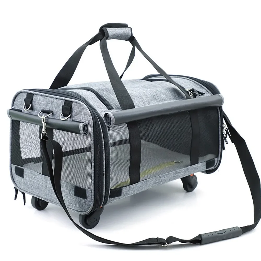 Extra Large Pet Travel Bags Drag Handbag Suitcase Cat Nest Dog Luggage Shoulder Breathable Detachable Swivel Wheels Pets House