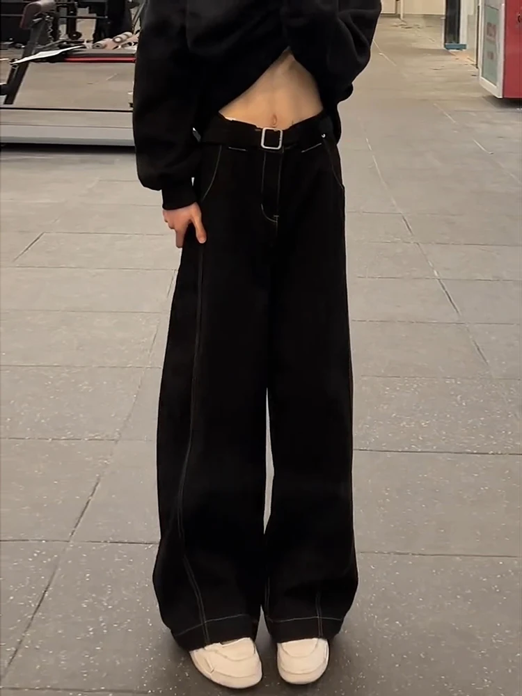 

Bla Wide Leg Loose Long Jeans Men's American High Street Straight Leg Micro Flared Pants Youth Trendy Wear Resistant