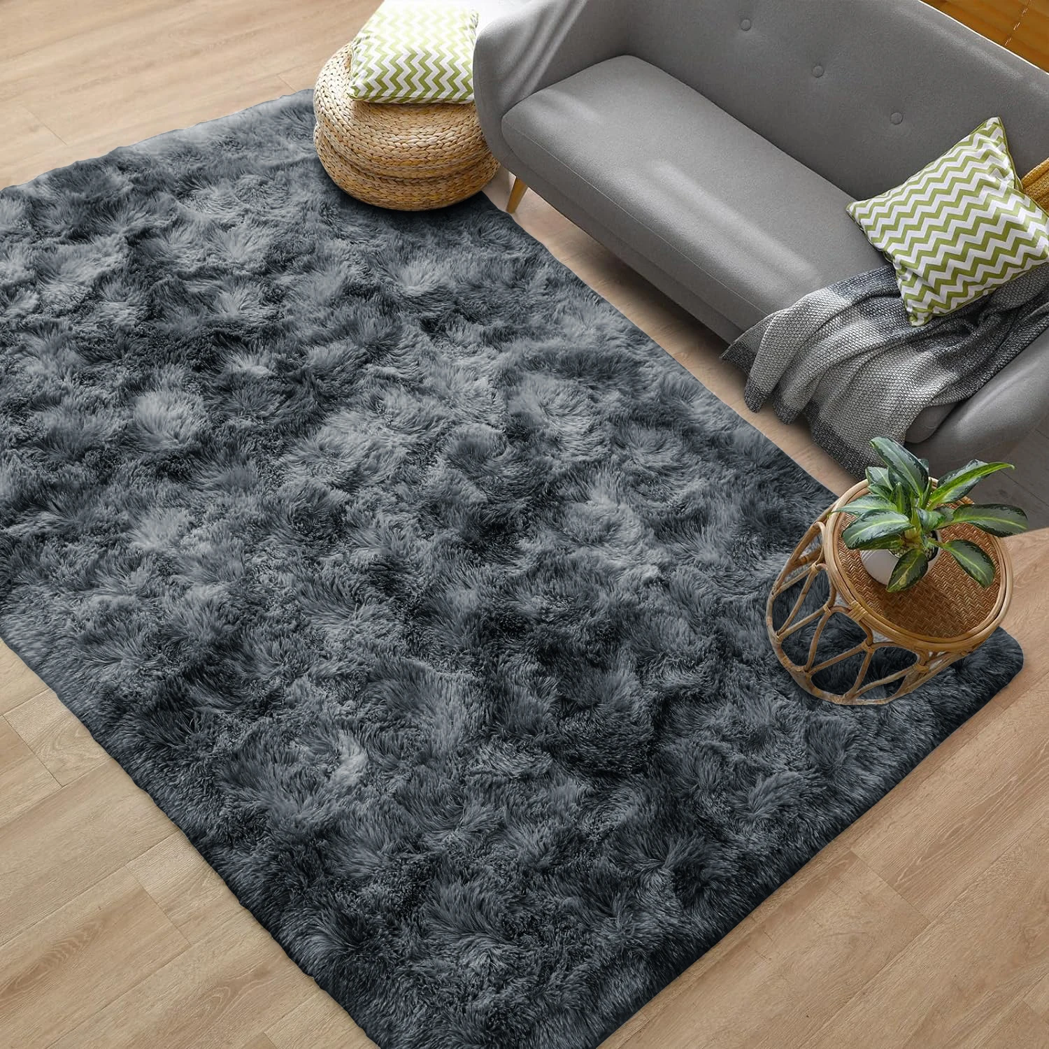 Teppiche, 160 x 230 cm, 120 x 160 cm, weiche, flauschige Teppiche für Schlafzimmer, Wohnzimmer, Wohnheim, Kinderzimmer, waschbarer Teppich, rutschfester, zotteliger Teppich – Detail 2