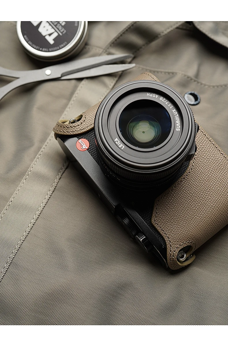 Für Leica Q2 Palm Print Holster Ohne Griff Vintage Schutz Zubehör Handarbeit Foto Kamera Echtes Leder Rindsleder Tasche Fall