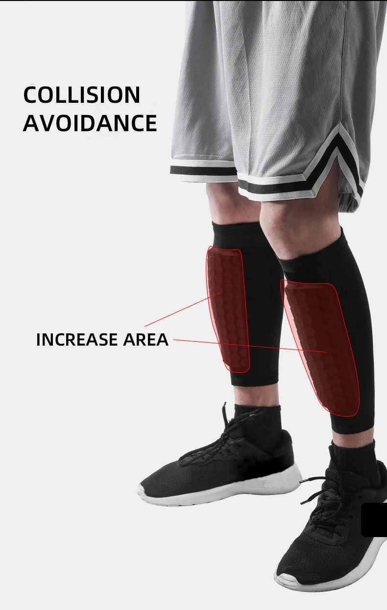 1 Stück Fußball-Schienbeinschoner-Socken mit Wabenschaumstoffpolstern, Waden-Kompressionsmanschette, atmungsaktiver Fußball-Beinschutz, Sportausrüstung – Detail 3