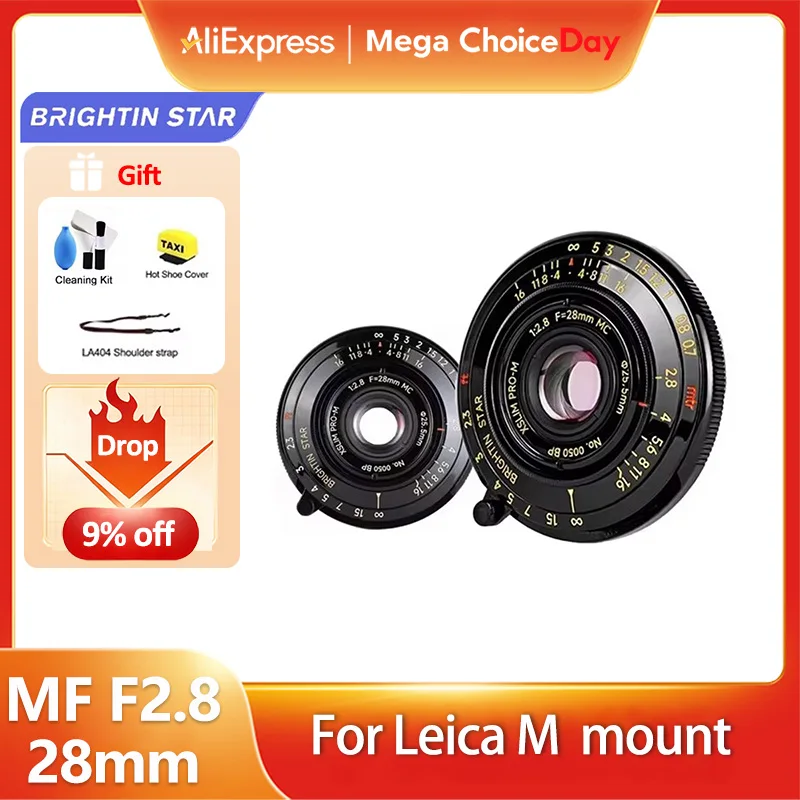 Brightin Star 28mm F2.8 Full frame Messa a fuoco manuale Obiettivo per fotocamera ad ampia apertura per Leica M Mount M8 M9 M10 M11 M240 M240P