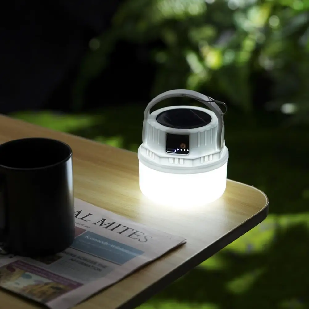 Outdoor Hanging Solar Camping Light Rechargeable LED Camping Light COB with Digital Display For Mountain Camping