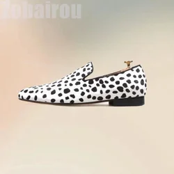 Gemengde Kleur Melkkoe Print Lage Top Penny Loafers Mode Slip Op Herenschoenen Luxe Handgemaakte Feestfeest Banket Mannen Vrijetijdsschoenen