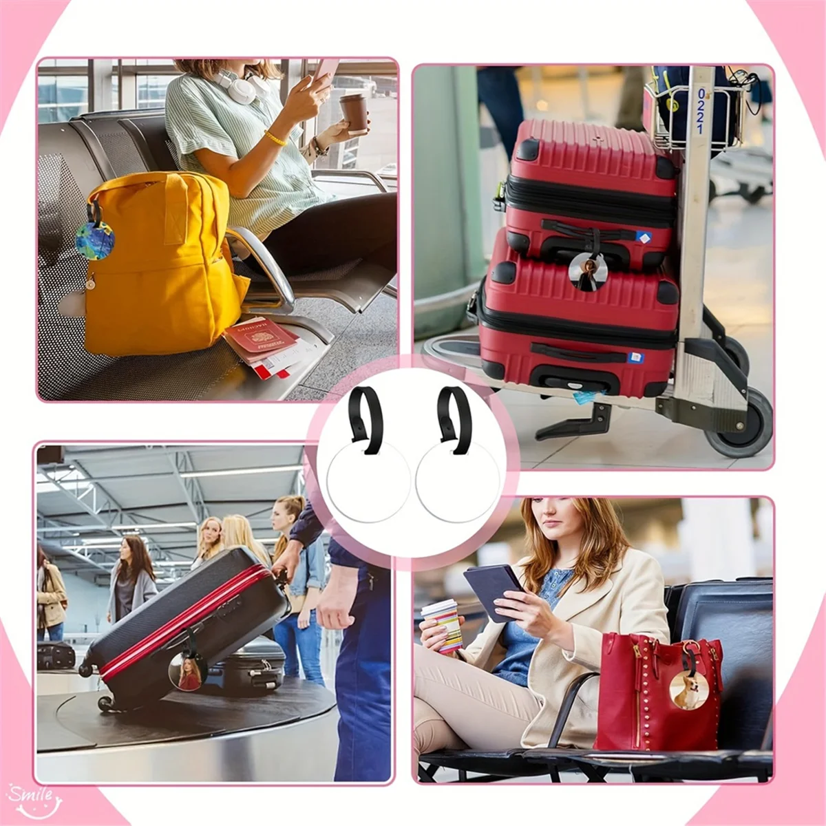 AA98 Sublimation Luggage Tag Blanks Double Sided, Sublimation Bag Tags with Strap for DIY Craft Gifts Travel Sports Bags