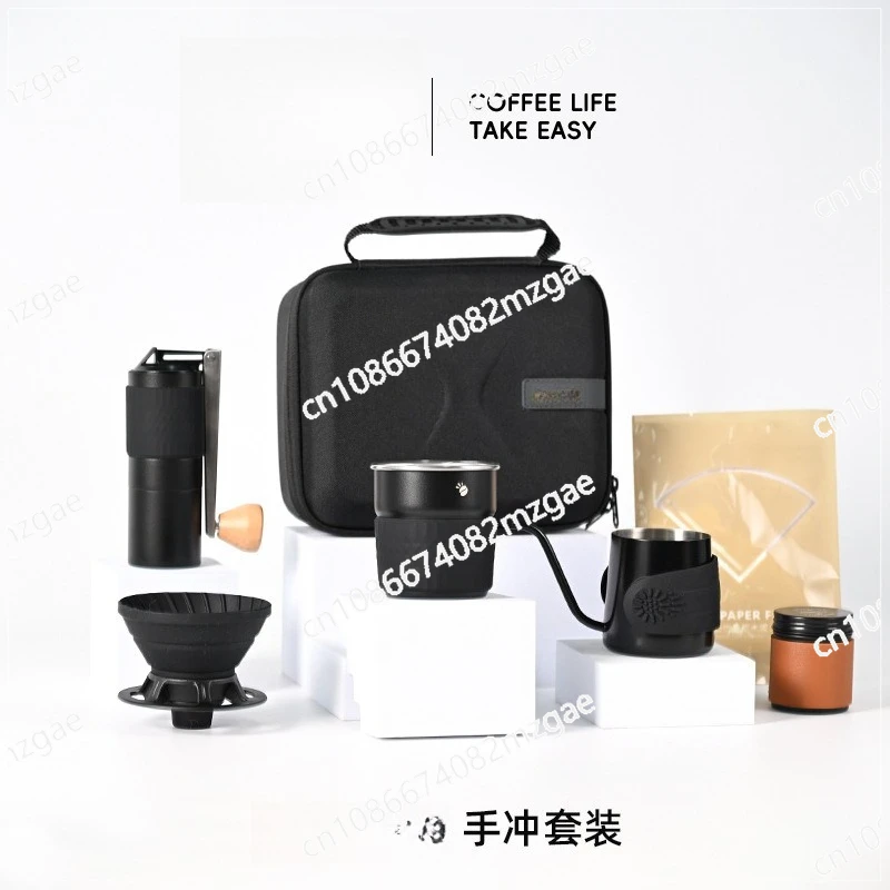 

Outdoor Camping Accompanying Portable Accompanying Hand Brewed Coffee Hand Crank Bean Grinder Set