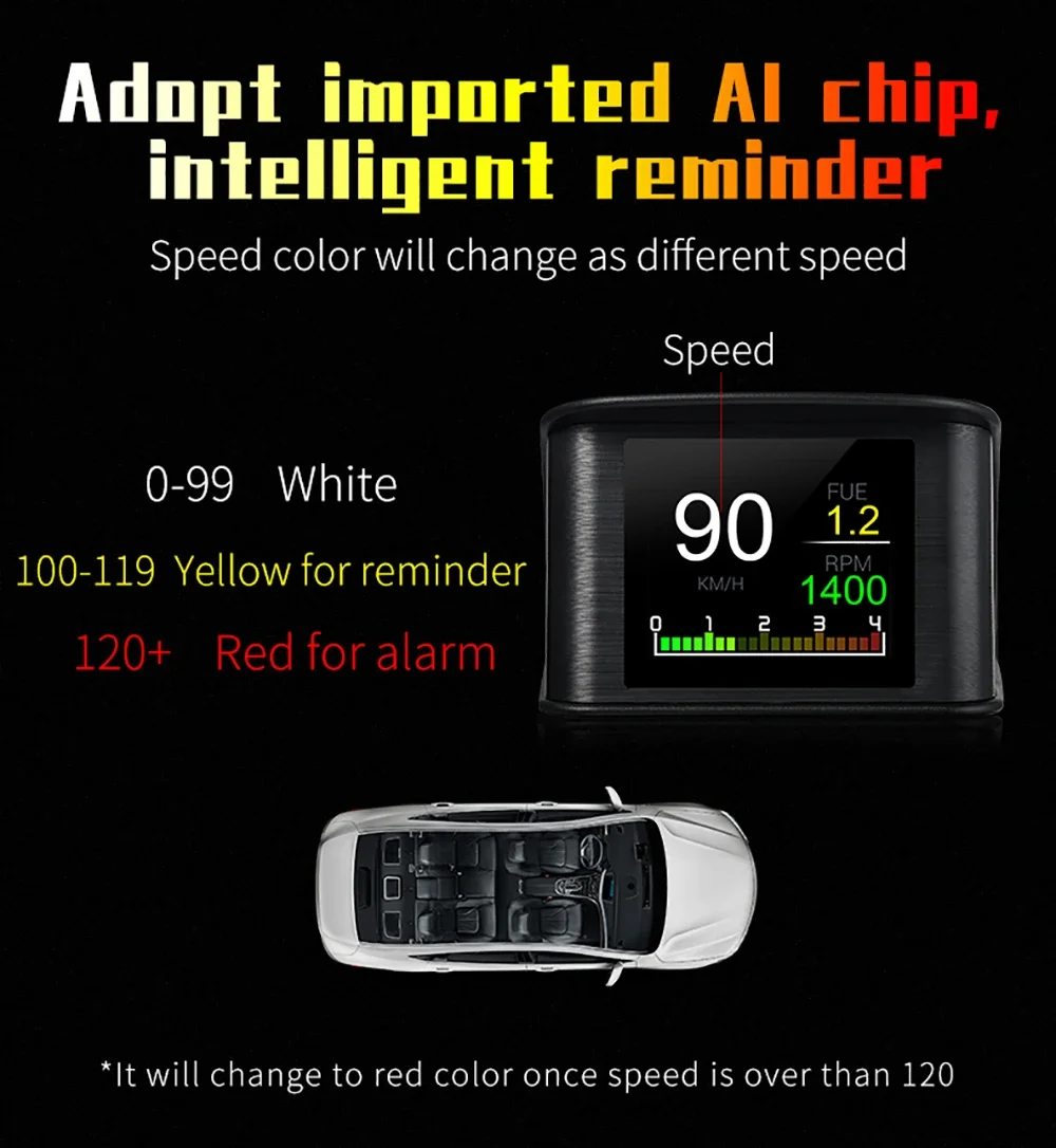 Neues OBD2 - P10 Pro Auto-LCD-Messgerät Smart Auto Digital Head Up Display mit 12 Hauptfunktionen Alnrm-System für Auto – Detail 9