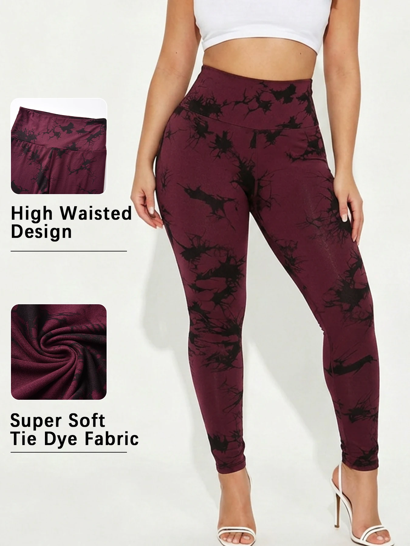 

Women's Super Soft High Waisted Tie Dye Print Leggings for Cozy Home & Casual Outfit