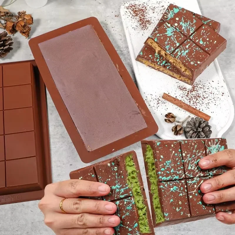 Stampi per tavolette di cioccolato da 1 pezzo Stampi per tavolette di cioccolato in silicone grandi e spessi durevoli per bar ripiene Stampo per barretta di caramelle al cioccolato grande