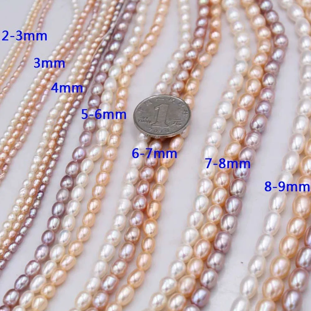 AAA+ Rice-shaped Natural Freshwater Pearl 4-9mm High Quality Glossy Semi-finished Beads for Jewelry Making DIY Necklace Bracelet