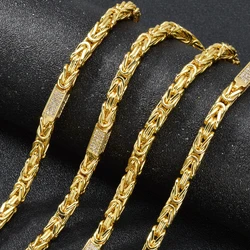 Dubai 18k Gold-Plated Men's and Women's Necklace Multi-Layer Woven Three-Dimensional Zirconia Hip-Hop Party Jewelry