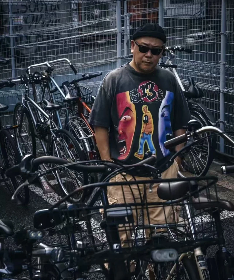 

SAINT новая японская уличная хлопковая винтажная футболка высокого качества с портретным принтом, мужская футболка большого размера с короткими рукавами