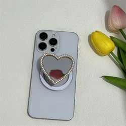 Luxury Shiny Diamond Silver Gold Mirror Square Heart Flower Circular Ring Holder for Magsafe Magnetic Support Phone Grip Bracket