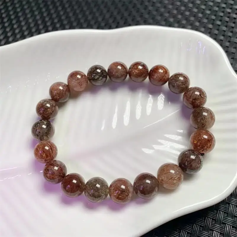

10MM Natural Black Gold Super Seven Quartz Bracelet Healing Crystal Charm Bracelets for Women Energy Jewelry Gift 1PCS
