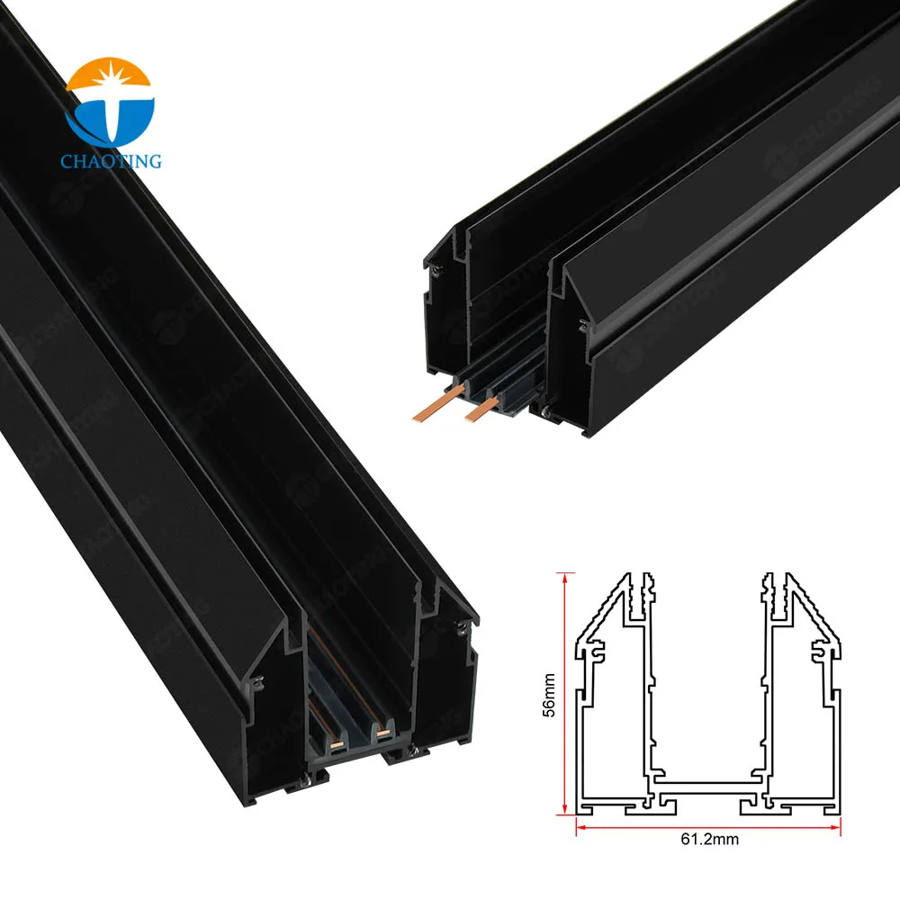 Europe Aluminum Profile Stretch Ceiling Rail AC220v Magnetic Track Light Rail Busbar System For PVC Film Installation Accessory
