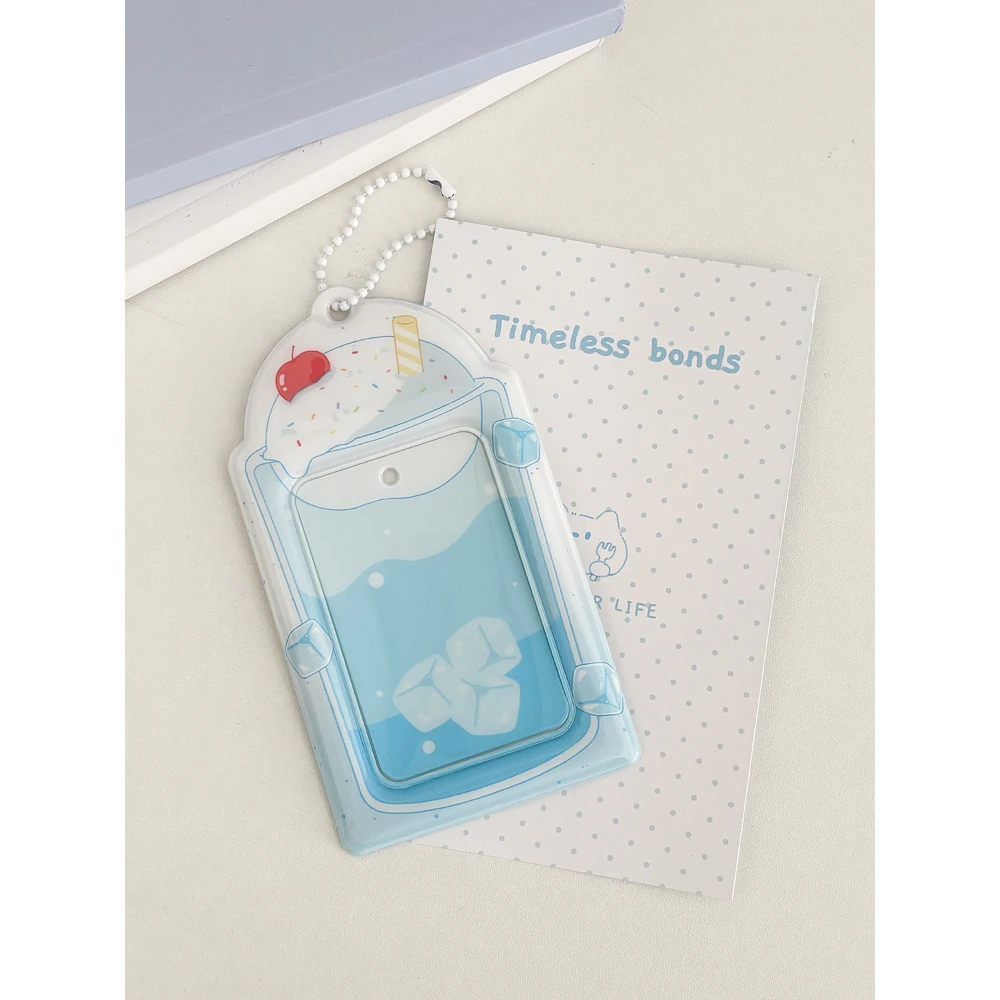 PVC Card Sleeve Cream Soda Design 3 Inch Card Protector Portable Mini Charm for Kpop Photocard Meal Card and Polaroid