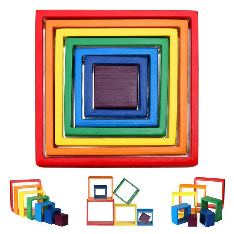 

Rainbow Puzzles Wooden Toys Stacked Balance Nesting Puzzle Blocks Baby Montessori Educational Stacking Toys Gifts For Children