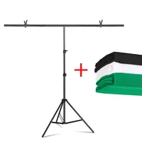 T-shaped Stand Kit Background Tripod 1.5X2M Backdrop Photography Adjustable Support System Photo Studio Green Muslin Backdrops