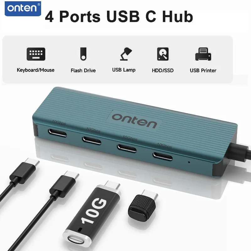 

Многофункциональный USB-C хаб ONTEN 4-в-1: 4 порта USB 3.2 Gen2 10 Гбит/с, адаптер Type-C OTG-сплиттер для ноутбуков, ПК, MacBook Pro