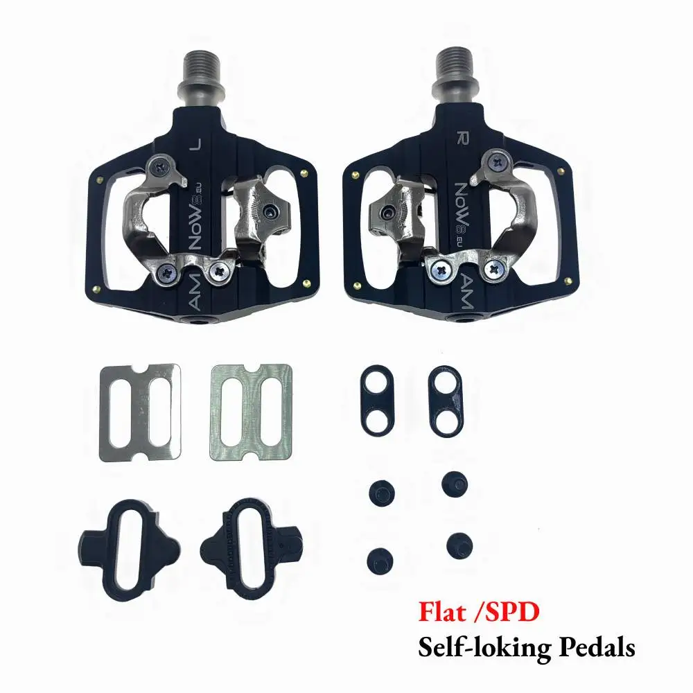 Neueste Fahrrad-Spinnpedale SPD Dual Flat/Lock Pedals passend für SPD 9/16 Aluminiumlegierung MTB Cleat Pedal Teile – Detail 1