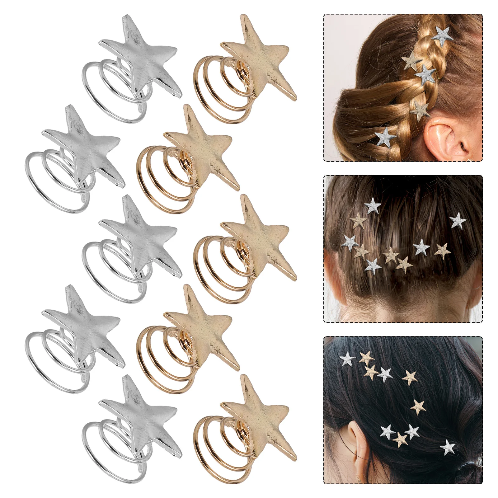 

10Pcs Star Spiral Hair Clips Elegant Minimalist Design Secure Hold for Women Accessories Hair Clips for Teen