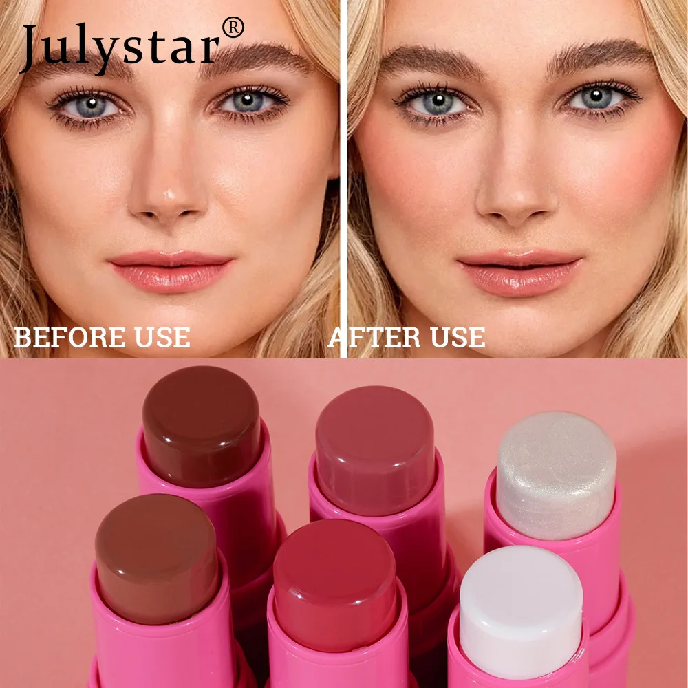 Julystar 6 Kleur Oogschaduw Stick Multi Functionele Hoogglans Contouren Gezicht Lichaam Make-Up Cosmetische Basiscrème Blusher