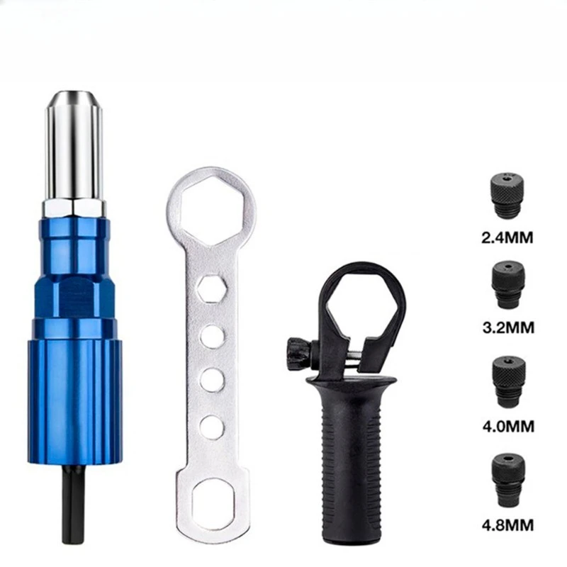 For Blue Rivet Converter Metal Electric Riveting Gun Head Aluminum Alloy Core Riveting Converter Head