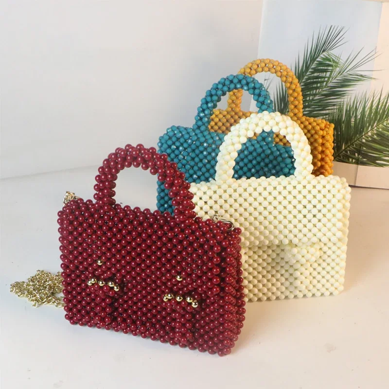 Customized Bolsos Mujer Women\'s Retro Simple Handheld Wave New In Handag Design Versatile Work Celebrity Hand-woven Beaded Bag