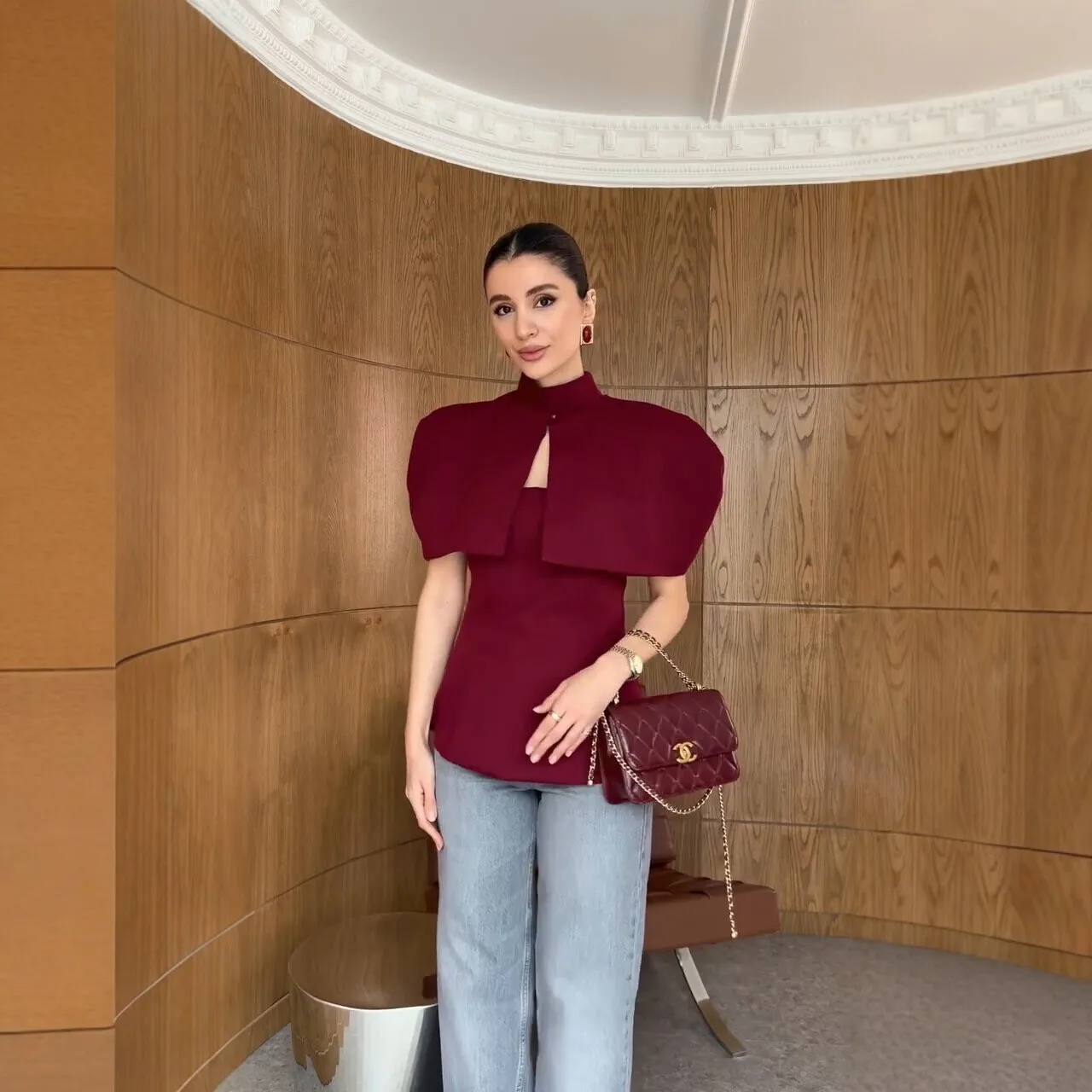 Tops Women Two Piece Sets Top Stand Collar Short Sleeve Starpless Sleeveless Shawl Y2k Streetwear Tight Waist Elegant Overcoat