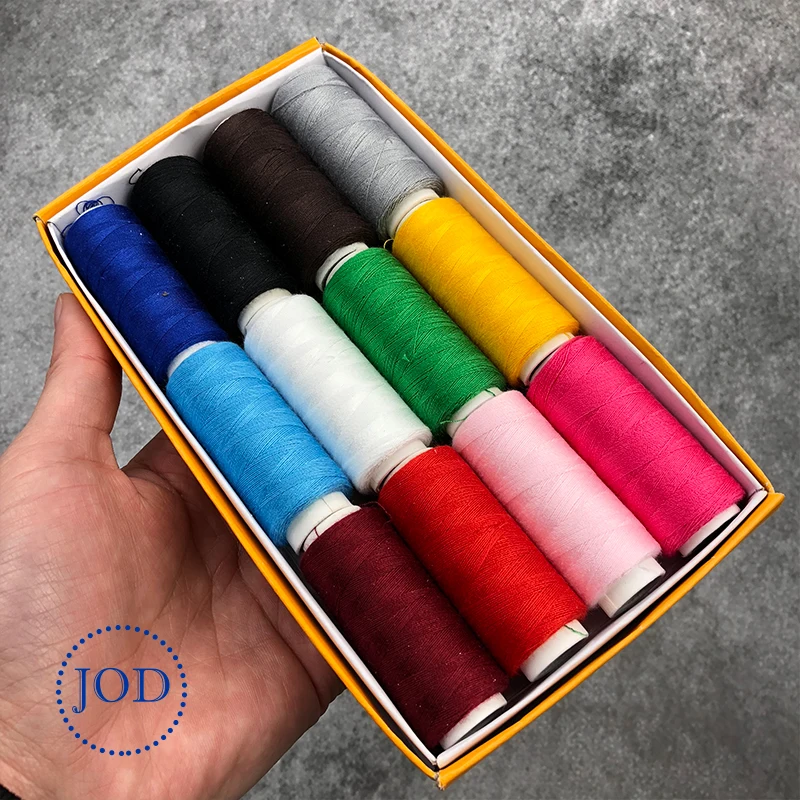 12 Colors 100% Polyester Yarn Sewing Thread Roll Machine Hand Embroidery 150 Meter Each Spool Durable For Home Sewing Kit