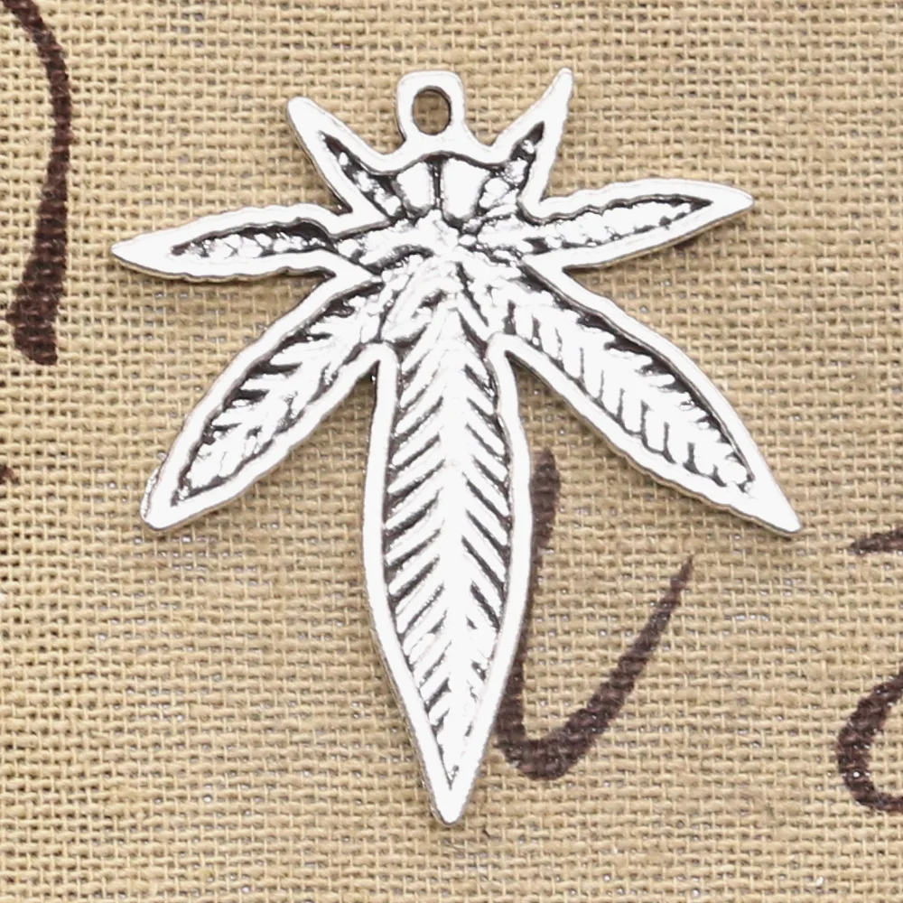 6pcs Charms Maple Leaf 39x34mm Antique Bronze Silver Color Pendants Making DIY Handmade Tibetan Bronze Silver Color Jewelry